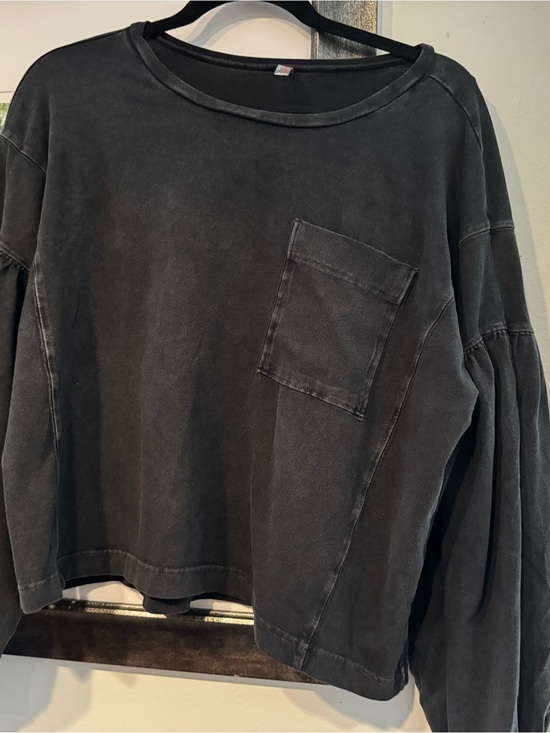 FP Movement by Free People Tops - FP Movement by Free People Washed Black Oversized Tunic with Pocket